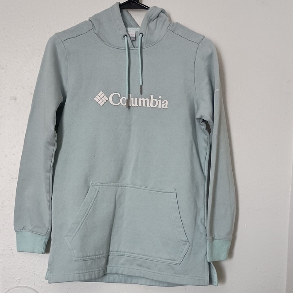 Women's Cozy Baby Blue Columbia Hoodie With Drawstrings and Logo